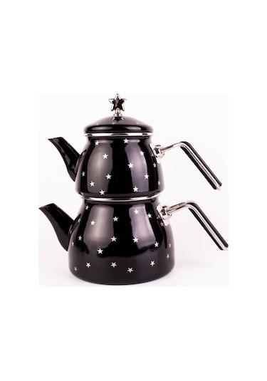 Star Emaye Yıldız Desenli Çaydanlık Bej