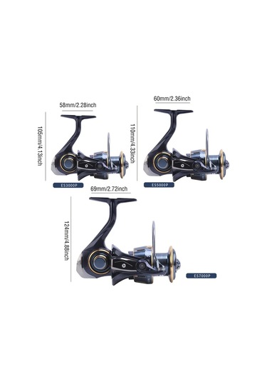 Motion003 1 Yüksek Dayanıklı Tam Metal Balıkçılık Makinesi Es3000 5000p 7000 Maks 9 98kg Çekiş Uzun Atış Spinning Tekerlek Derin Su Şık Siyah Altın Vurgular Tatiller İçin İdeal