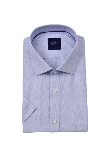 Erkek Klasik Çizgili Kısa Kol Gömlek 9493 Bgl-st04580 Buz - Mavi