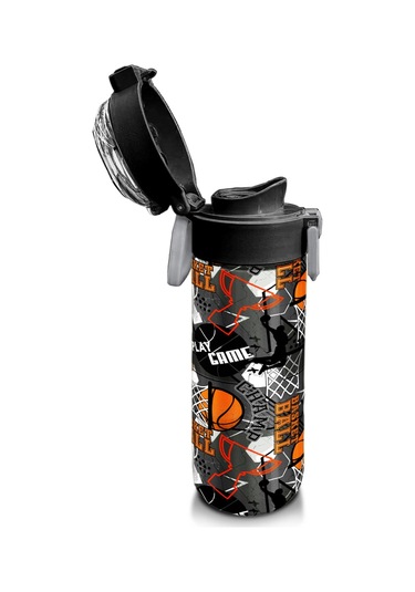 Coral High Kids Siyah Gri Basketbol Desenli Pipetli Ve Direkt İçim Çelik Termos 500 Ml 31975 Gri - Siyah