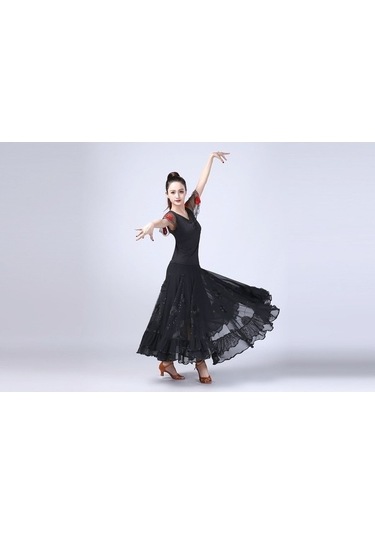 Didadodo Bosphorusboutique Sones Pullu Çiçek Salıncak Modern Dans Eteği Kahramanlık Eteği Siyah Kk Siyah Siyah