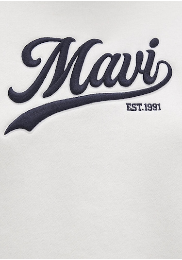 Mavi Logo Baskılı Ekru Kadın Sweatshirt M1s10419-80194 Ekru