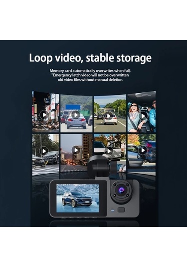 Xuweiwei Triple Lens With 32g Card 3 Kanallı 1080p Ön 480p Arka Dahili 480p Araç Kamerası Gece Görüşü Dvr
