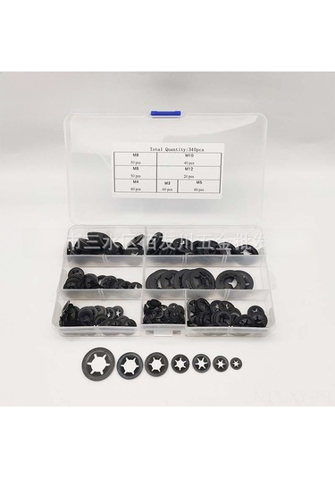 Shineyee 340 Adet Çelik Kilitleyici Yıldız Dişli Yastık Seti - 7 Farklı Boyut, Gb96-85 Standartı, Sert Çelik, Eğlenceli Ve Profesyonel Tamirler İçin