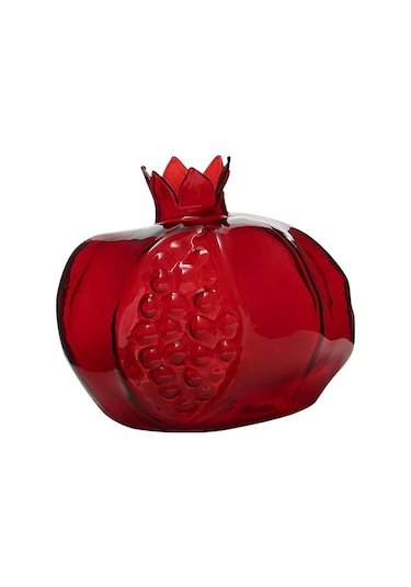 Skycity Burgundy Cam Nar Şekilli Vazo - Masaüstü Su Bitkileri, Yapay Çiçekler İçin Dekoratif, Sabit Tabanlı, 10x10cm