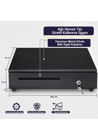 Staxx Prk4141 Çelik Elektronik Para Çekmecesi 5 Banknot Ve 5 Madeni Para Gözlü Kasa Sistemi 41x41cm