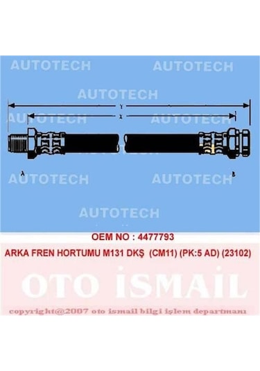 AUTOTECH TM11 Fren Hortumu Arka Murat 131 Pk:5 Ad