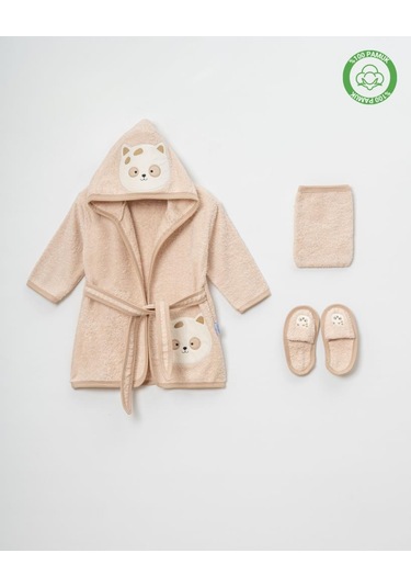 Kedili Bornoz Takımı 1-2 Yaş Bej