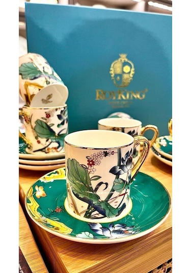 Roykıng Carlotta 6 Lı Kahve Fincanı Bone Chına Yeşil