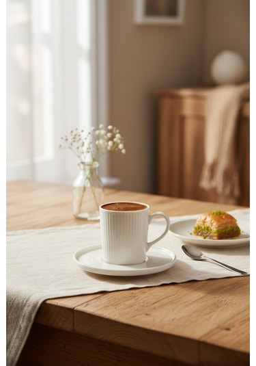 Bernardo Cello 6 Kişilik Fincan Takımı Altın Beyaz - Altın