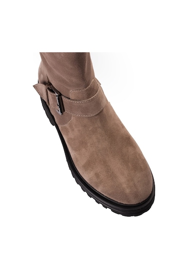 Deery Hakiki Süet Vizon Rengi Kadın Bot Vizon (539893406) Vizon