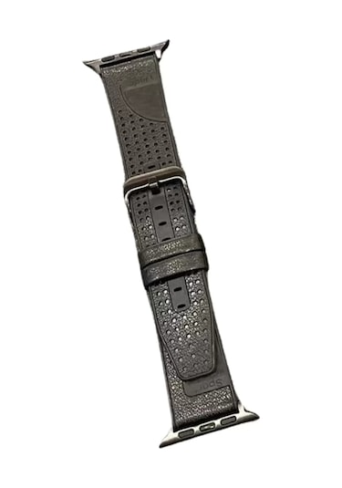 Apple Watch Uyumlu  45mm Buff Deri Kordon - Siyah