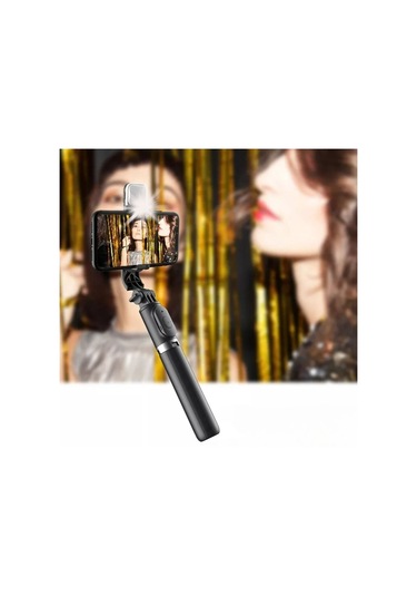 Buffer Kendiliğinden Işıklı Masaüstü Tripod Olabilen Telefon Tutuculu Kablosuz Kumandalı Selfie Çubuğu Çok Renkli