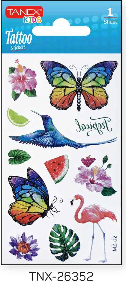 Tanex 7x12mm Kuş-kelebek Simli Tatoo Tnx-26352