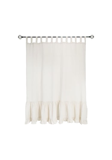 Naturel Fırfırlı Perde Rustik Vintage Krem