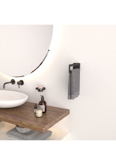 Dione Store Minimalist Metal Havlu Askısı / Modern Tasarım Havluluk Banyo Düzenleyici Gri