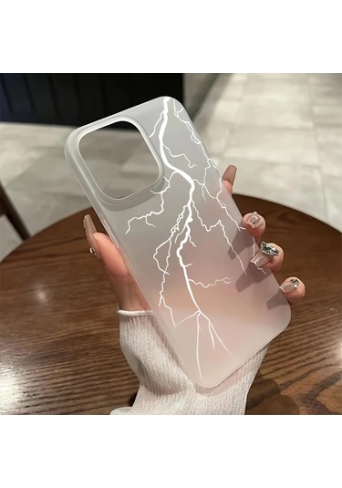 Fochsia iPhone Uyumlu 11 Pro Max Mat Yarı Saydam Yıldırım Desenli Silikon Kılıf