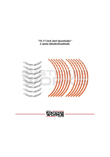 Bajaj Rs200 Jant Sticker Dış Ve İç Set Sticker Jant Şeridi Turuncu