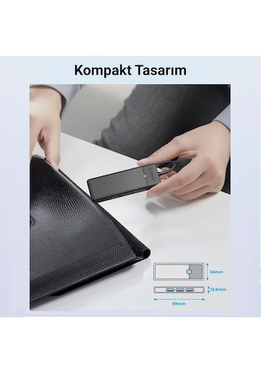Orico PAPW3AT-C3-015-BK Type-C to 3.0 TF SD Kart Okuyucu 3 Portlu USB 3.0 Çoklayıcı Adaptör Siyah