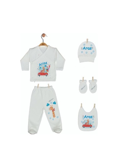 Pia Baby Gl 1902-05 İsme Özel Beşli Zıbın Set Krem
