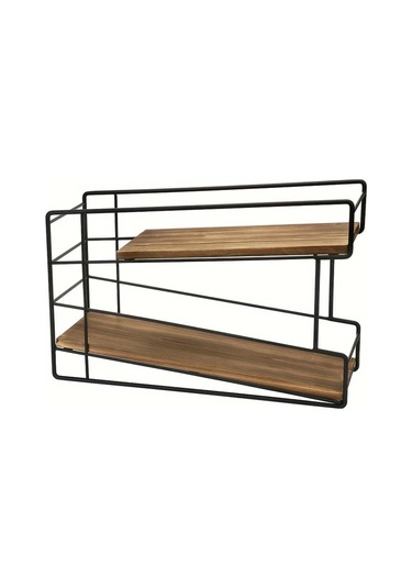 Honeybeeshop 1 Adet Ahşap Ve Demir Çift Katmanlı İçecek Düzenleyici Siyah Ve Kahverengi Mutfak Depolama Tezgah Tasarımı Eğimli Raf Ev Düzenleme 1100 Koyu Ceviz