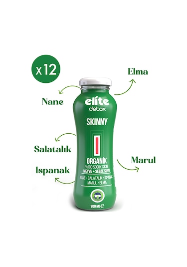 12'li Organik Skinny %100 Meyve-sebze Suyu 200 Ml