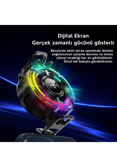 Polham Magsafe Ve Klipsli Rgb Led Süper Soğutucu 6000rpm Ultra Hızlı Fan Dijital Ekranlı Isı Göstergeli