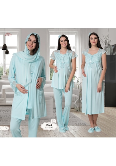 Mecit Pijama Mecit 1623 Hamile Lohusa Pijama Gecelik 7 Li Set