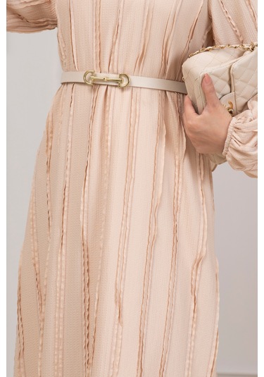 Fırfır Detaylı Rüya Elbise-bej-5469 Bej