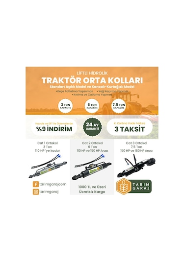 Tarım Garaj Traktör Cat 2 Kancalı Ortakol Hidrolik Lift 55 Cm 6 Ton