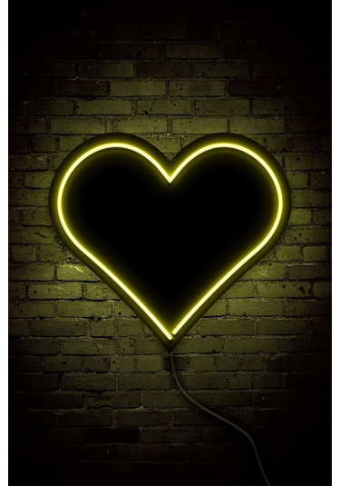 Kalp Neon Led Duvar Aydınlatması & Dekoru & Gece Lambası Sarı Sarı