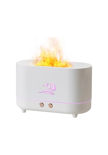 Evde Kullanan Usb Yangın Efekti Aromaterapi Nemlendirici, Otomatik Kapatma Ve Gece Lambası Özellikli Nem Verici - Beyaz