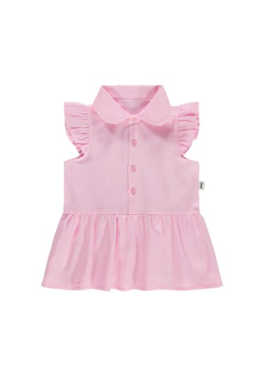 Civil Baby Bebe Yakalı Düz 6-18 Ay Elbise - Pembe