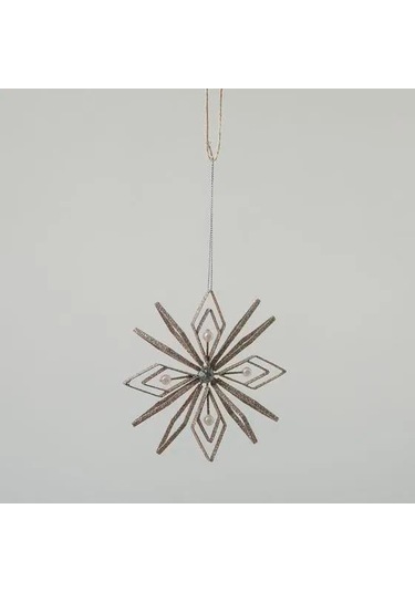 İncili 6 Yapraklı Altın Yılbaşı Ağaç Süsü Dekoratif Parlak Süs