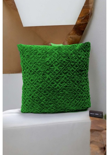 Bohem Dekoratif Yastık Kılıfı Kırlent Kılıfı 43x43 Cm Yeşil Otantik Desen Yeşil