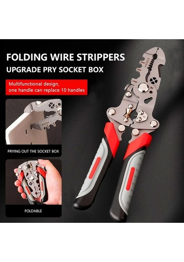 Gateesat Katlanır Kabuk Soyma Pensesi - Ev Ve Endüstriyel Elektrik Tesisatı İçin Çok Amaçlı Pens