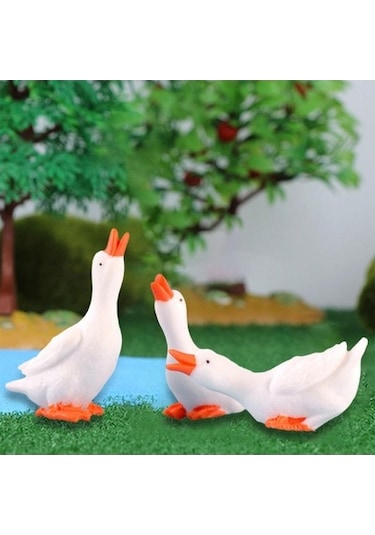 Lijinxu 3 Adet Mini Kaz Figürleri Minik Heykelleri Kek Toppers