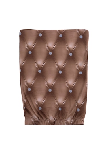 Skycity 2 Adet Şampanya Rengi 3d Deri Desenli Spandex Sandalye Örtüsü - Ev Otel Dekorasyonu, Esnek, Yıkama Uygun Şampanya