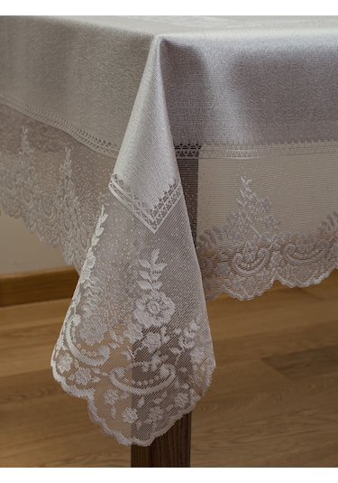 Çini Desenli Örme Leke Tutmazmasa Örtüsü Gri