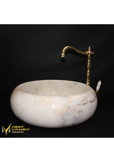 Afyon Kristal Sarı Bombeli Lavabo