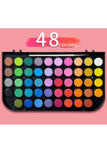 Vox Art Tablet Sulu Boya Seti 48 Renk - Su Hazneli Fırça Hediyeli