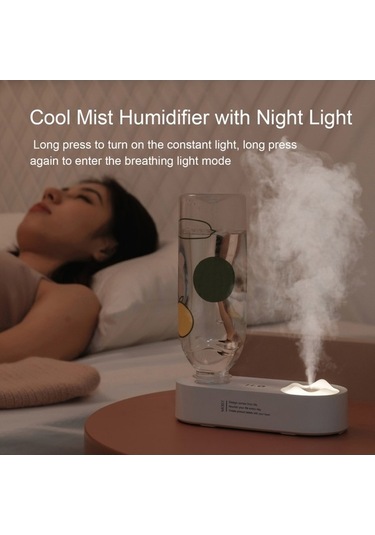 Pazly Usb Şarjlı Mini Nemlendirici - Gece Lambalı 2 Modlu, Ev Ve Ofis İçin Taşınabilir Sis Nemlendirici