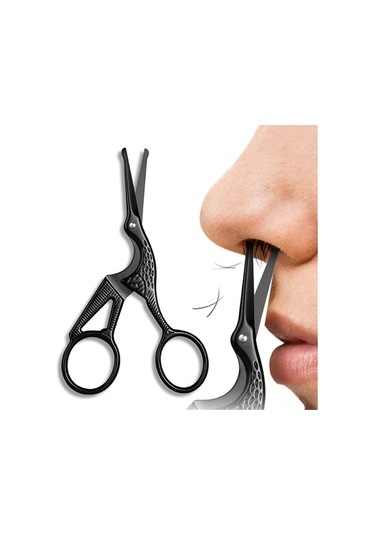 Pazly Profesyonel Paslanmaz Çelik Burun Ve Kaş Makası Seti - Siyah Güzellik Aletleri Siyah