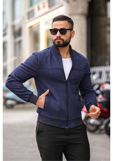 Unisex Süet Kolej Ceket - Günlük Ve Spor Kombinlerin Vazgeçilmezi Lacivert Süet