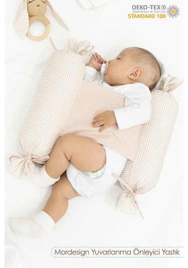 Mordesign Bebek Yuvarlanma Önleyici Yastık, Yenidoğan Yan Yatış Yastığı, Puffs Serisi Bej Zg987-1