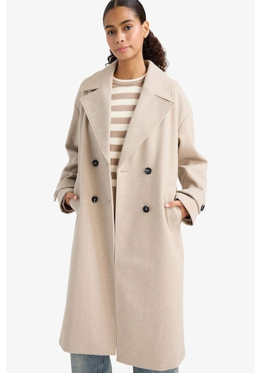 Defacto Regular Fit Düğmeli Uzun Kaşe Kaban F1197ax25wnbg501 Bej-bg501