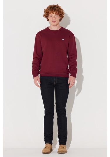 Lee Regular Fit Normal Kesim Bisiklet Yaka %100 Pamuk Bordo Erkek Sweatshirt L81IRYA84 Bordo