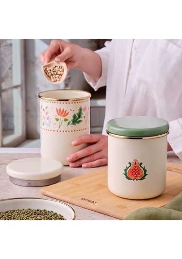 Emsan Nar Emaye Orta Düz Kavanoz Çok Renkli