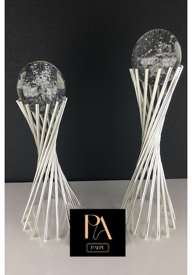 Gümüş K 2'li Ofis Metal Aksesuar Biblo Ev Salon Dekorasyon Obje