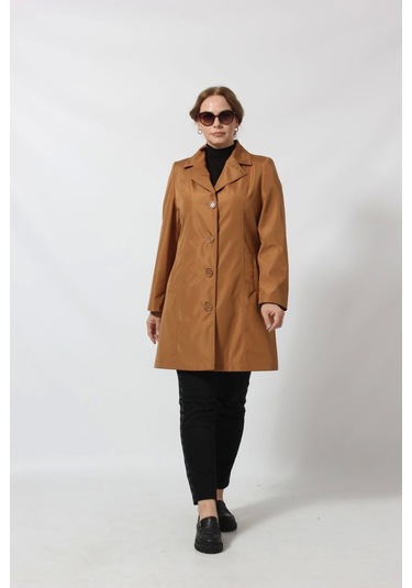 1670 Düğmeli Cep Detaylı Bondit Ceket Hardal